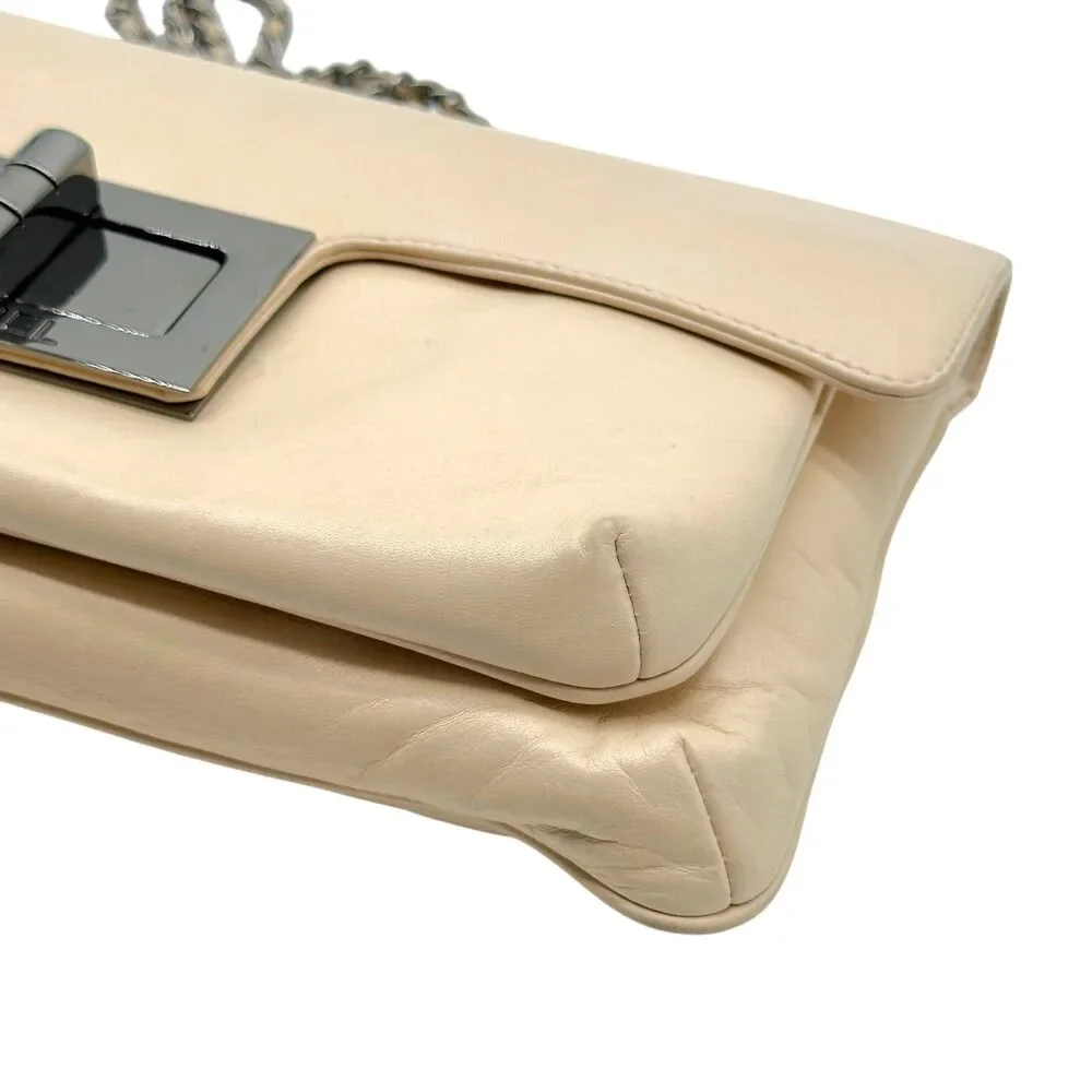 Chanel Ivory Lambskin Leather Turnlock Shoulder Bag 2003-04
